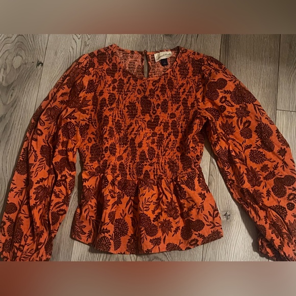 Universal Thread Orange Floral Blouse - Picture 1 of 4